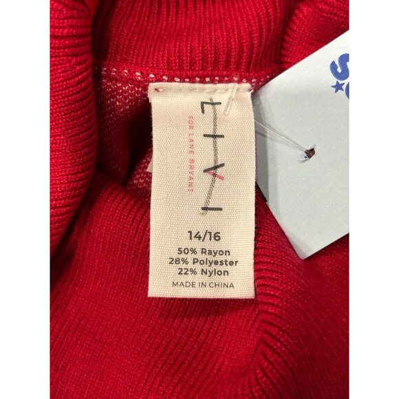 LIVI Brand NWT Star Print Red Turtleneck Sweater Size 14 - Picture 5 of 8